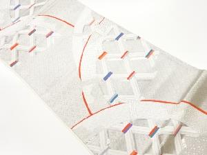 竹垣・紗綾形に菱模様織出し袋帯